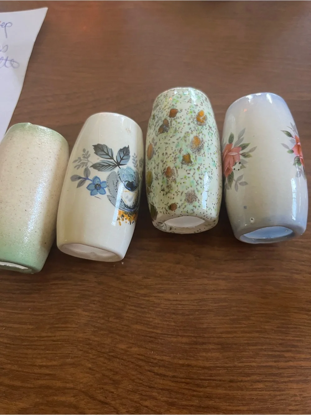 Ceramic napkin rings - Set of 4, White and Pastel Floral